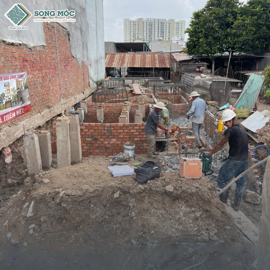 Khởi công xây dựng nhà phố 4 tầng nhà anh Trường ở Quận Tân Bình