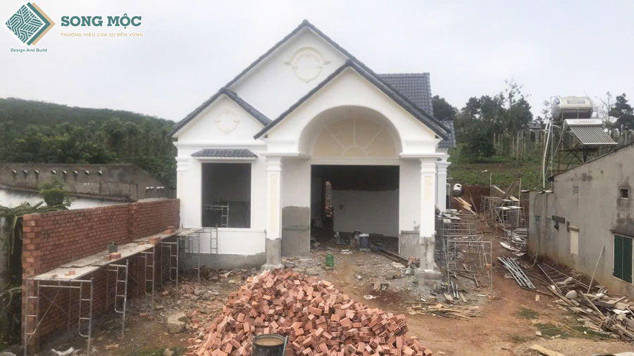 Hình ảnh tiến độ thi công nhà cấp 4 mái thái đẹp cho anh Minh