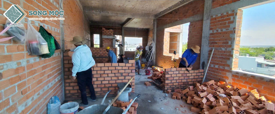 Hình ảnh tiến độ thi công xây dựng nhà phố 2 tầng dự án D'House