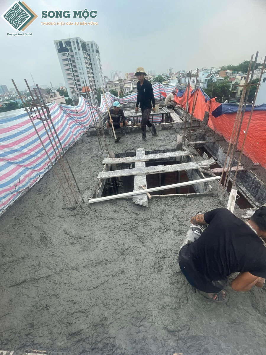 Hình ảnh thi công đổ nền lên tầng
