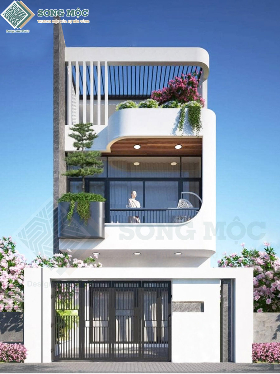 Mẫu nhà phố 2 tầng 1 tầng thượng cho nhà anh Thắng