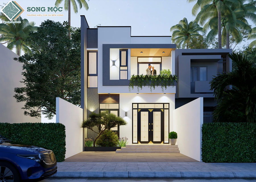 Hình 3D mẫu thiết kế nhà 2 tầng