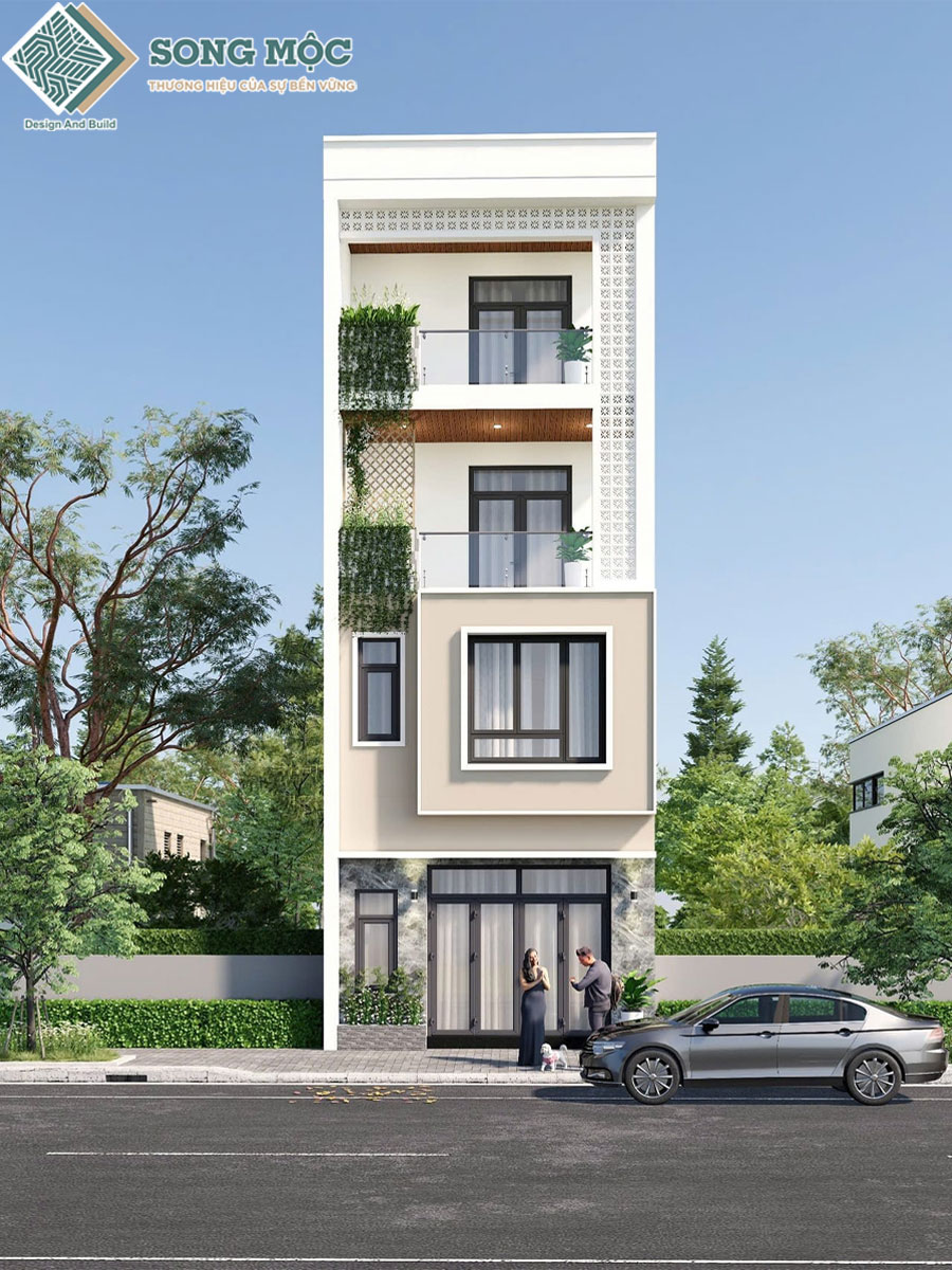 Mẫu thiết kế nhà 1 trệt 1 lửng 2 lầu
