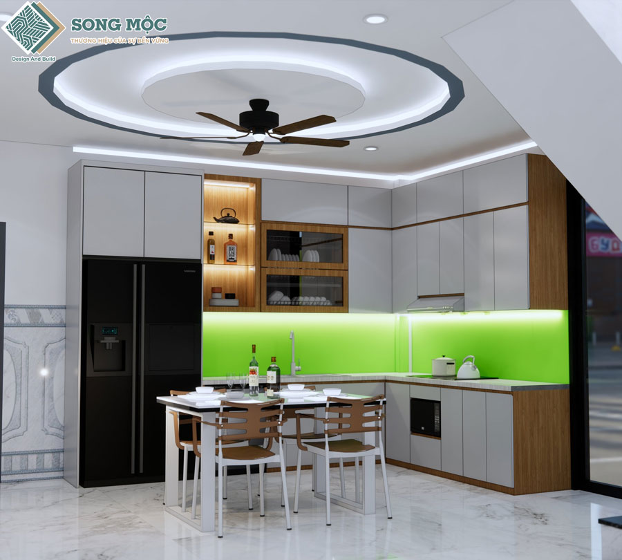 Hình ảnh 3D không gian sống nhà 2 phố 2 tầng hiện đại