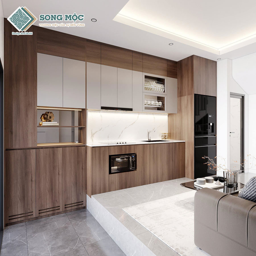 Hình ảnh 3D mẫu thiết kế nhà 4 tầng cho cô Thủy tại Quận 7