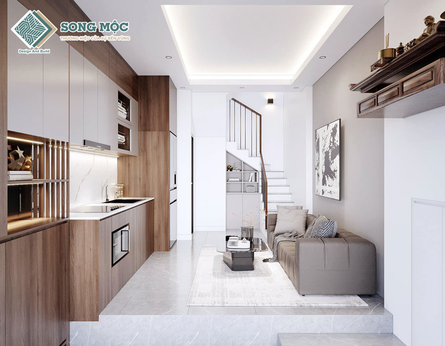 Hình ảnh 3D mẫu thiết kế nhà 4 tầng cho cô Thủy tại Quận 7