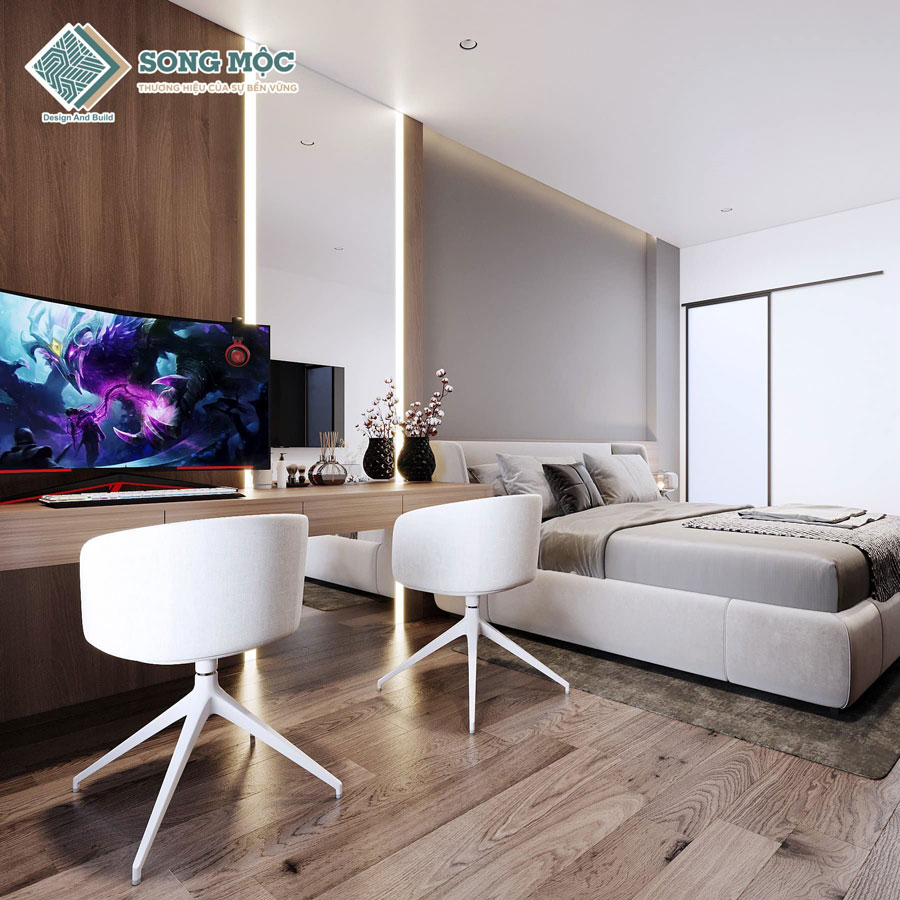 Hình ảnh 3D mẫu thiết kế nhà 4 tầng cho cô Thủy tại Quận 7