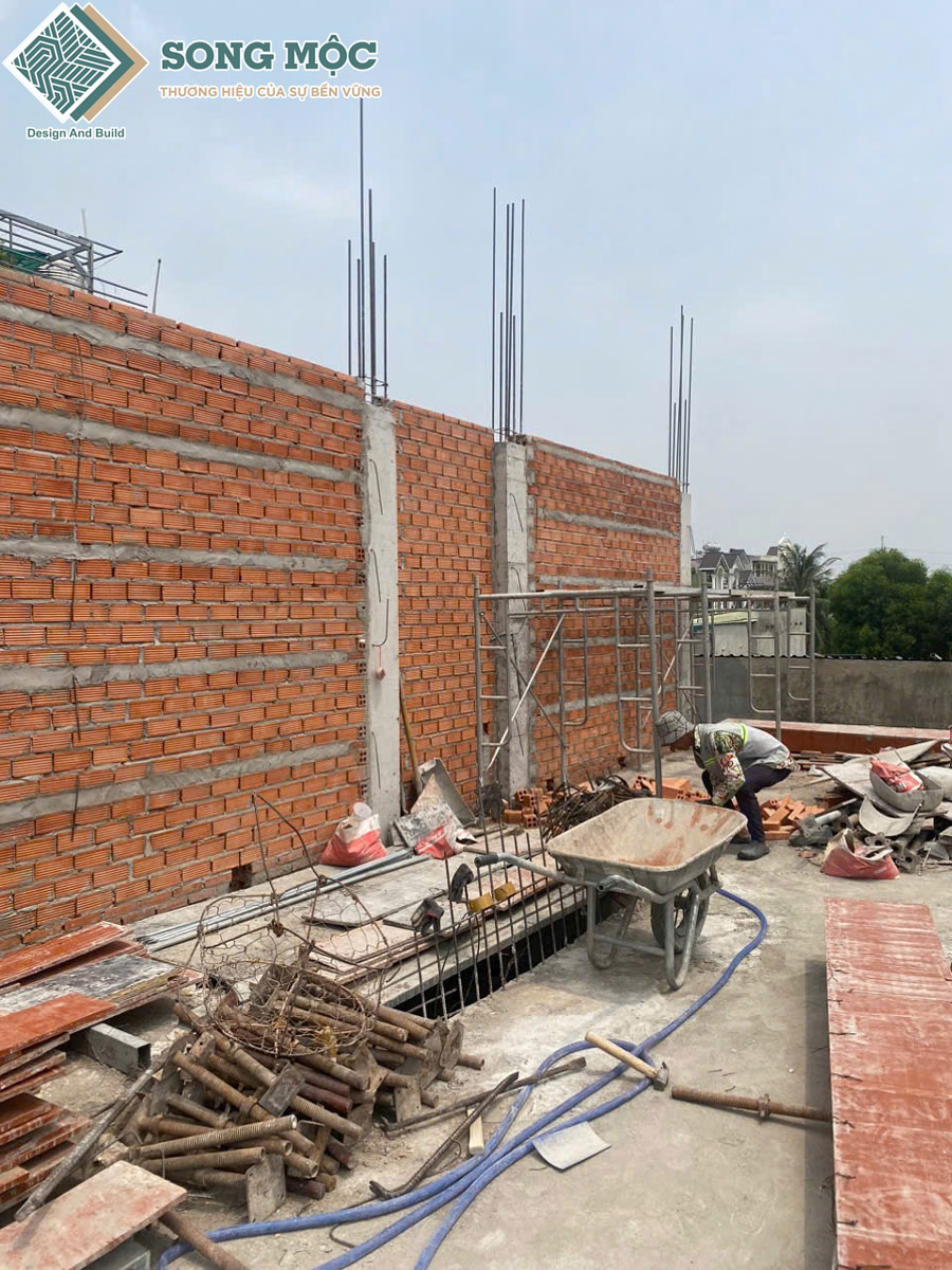 Hình ảnh tiến độ thi công xây dựng nhà phố 1 trệt 1 lửng 3 lầu sân thượng