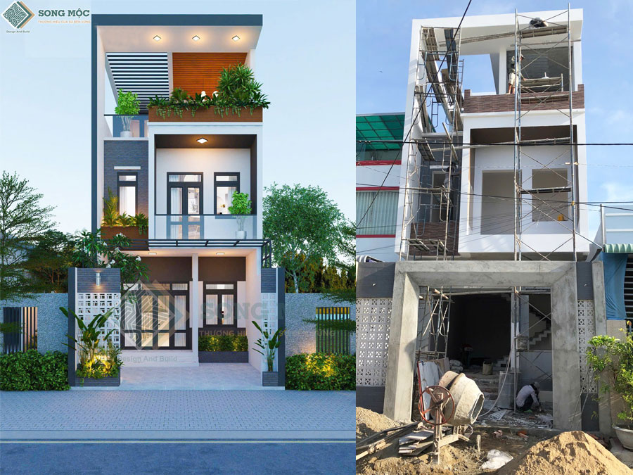 Hình anh tiến độ thi công xây dựng Nhà Phố 2 Tầng Tum Sân Thượng Cho Anh Hưng Quận 2