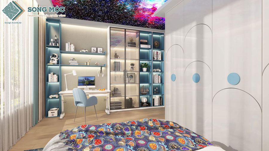 Hình ảnh 3D mẫu nhà phố 5 tầng hiện đại