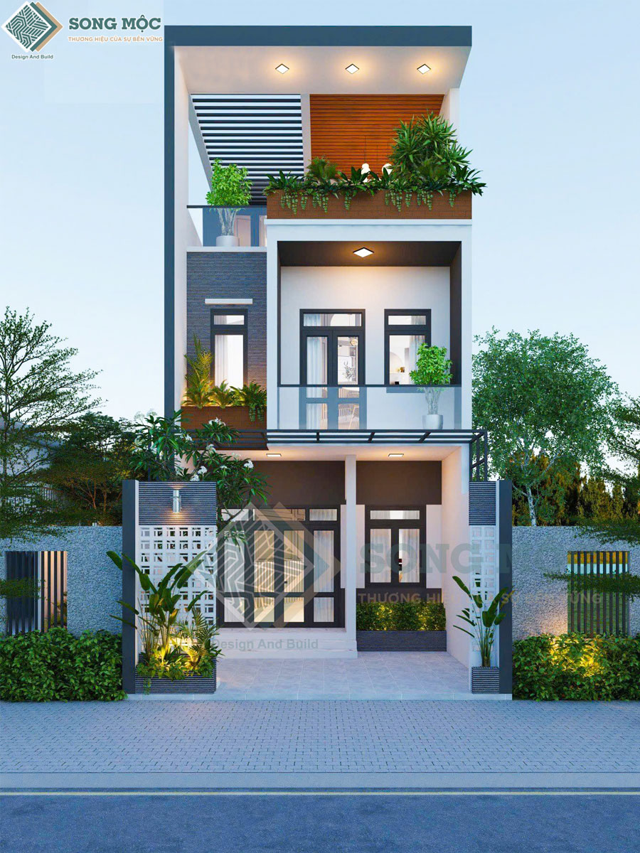 Mẫu Thiết Kế Nhà Phố 2 Tầng Tum Sân Thượng Cho Anh Hưng Quận 2